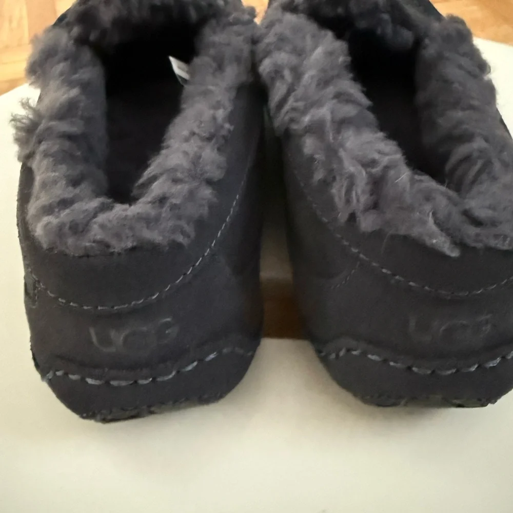UGG Kids Gray Fur-Lined Moccasins